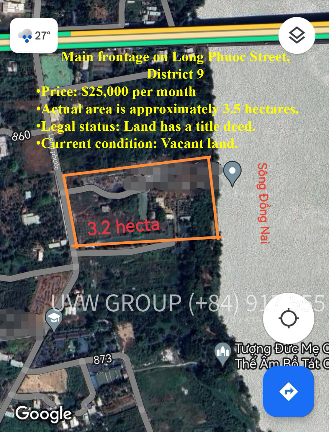 Land for Rent on Long Phuoc Street, District 9 | 3.5 Hectares | $25,000