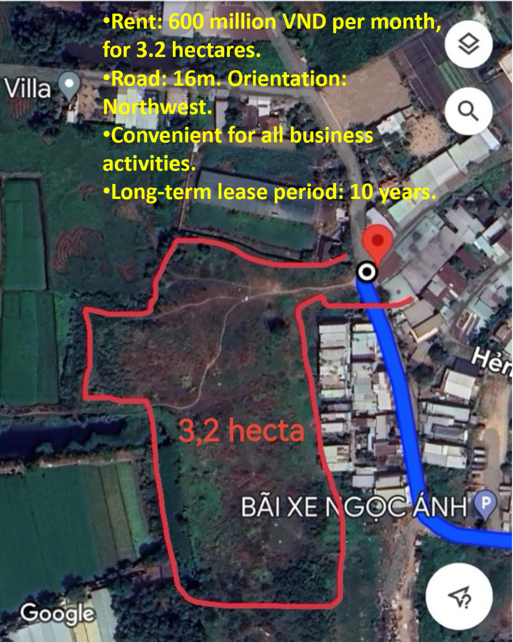Land for Rent in Dong Thanh, Hoc Mon | 3.2 Hectares | 600 Million VND/month | 10-Year Lease