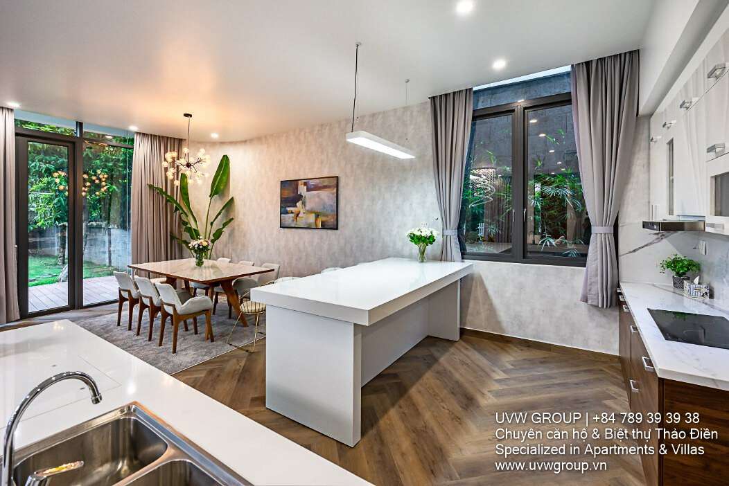 Exclusive 7-bedroom villa for rent in Thao Dien. 900m² usable space, basement, 3 floors, fully furnished with luxury interiors. Rent: 200 million VND/month.