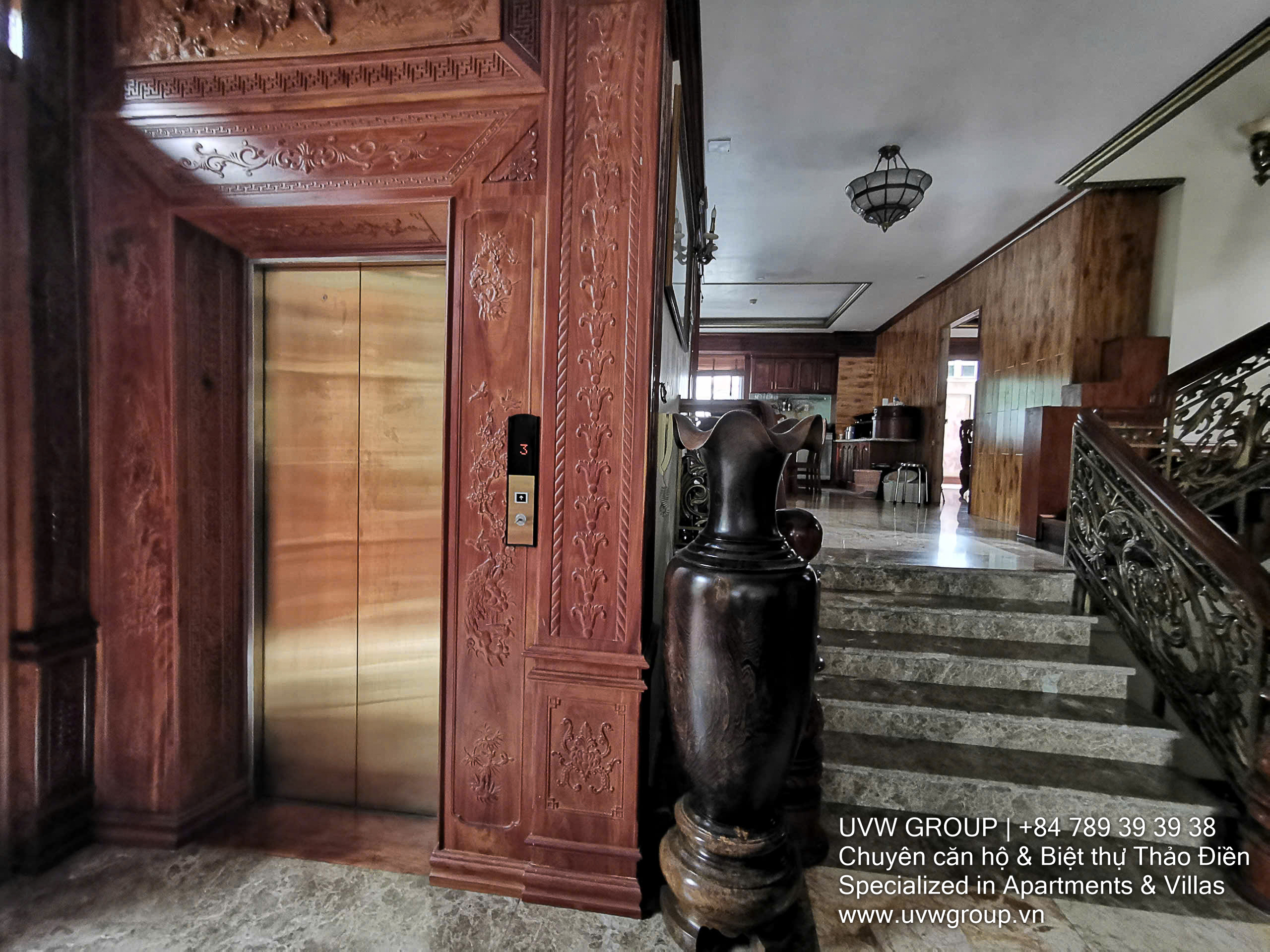 Classic European-style villa for rent in Thao Dien with 8 bedrooms and elevator