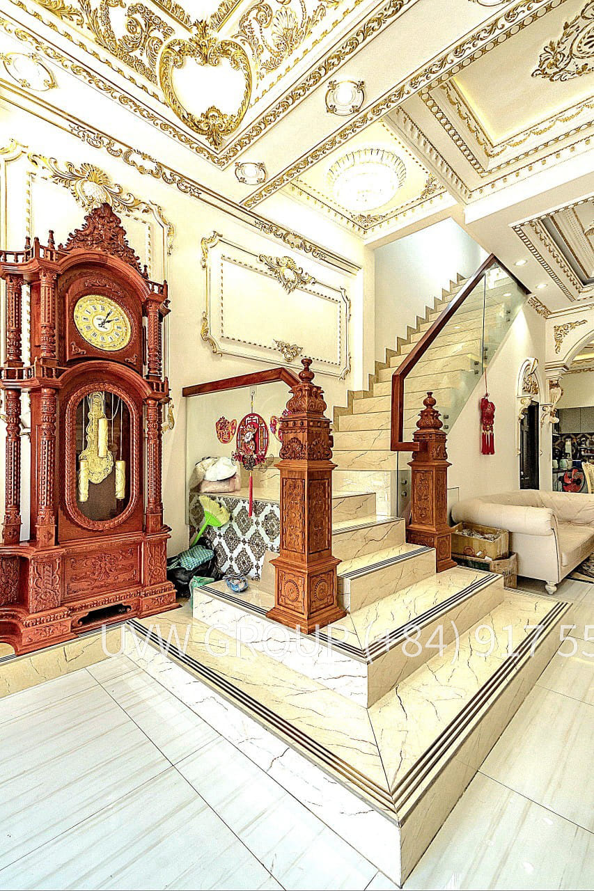 Luxury house for sale on Ben Phu Lam Street, District 6, with gold interiors and private pool