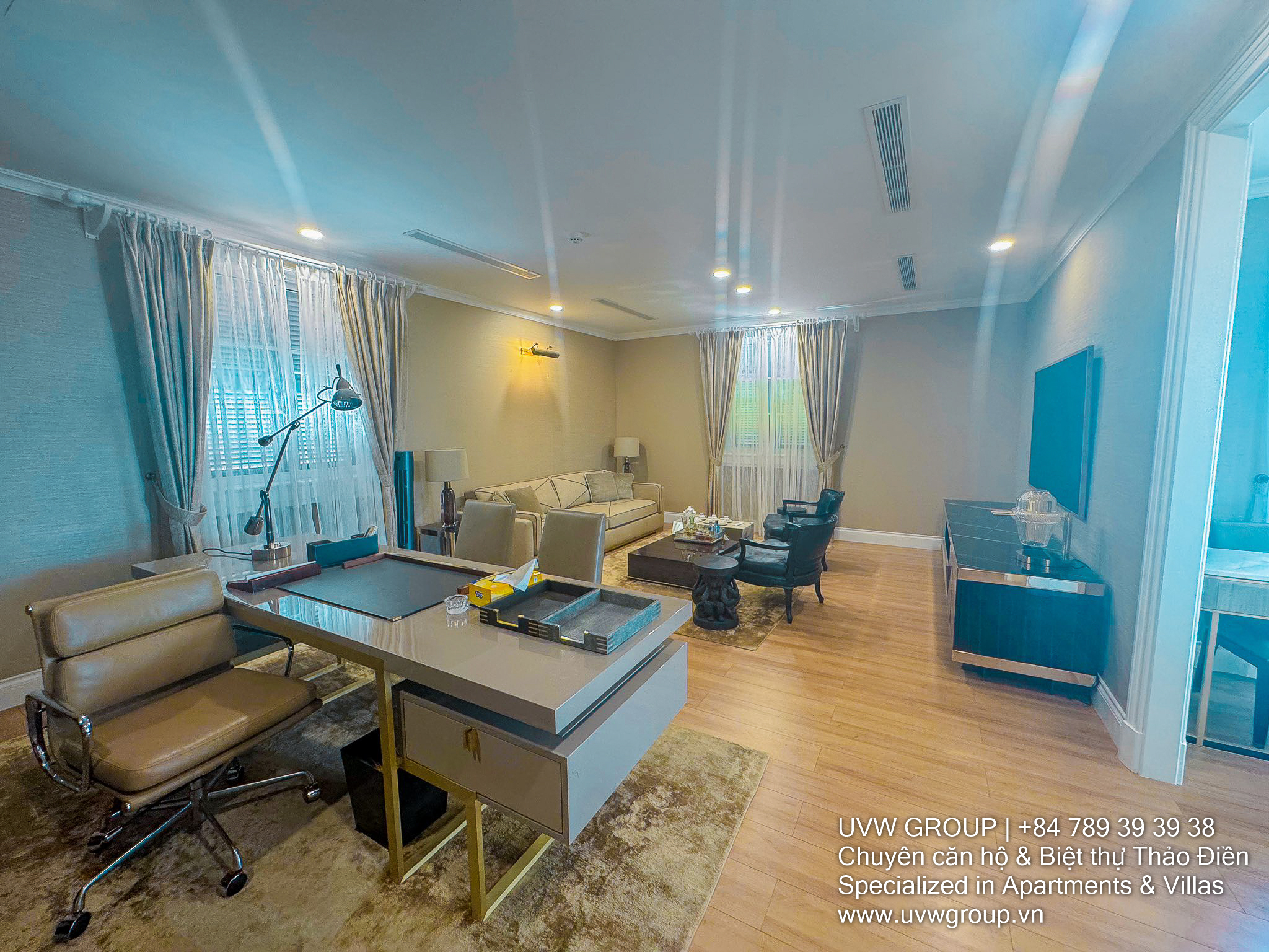 Elegant white villa for rent on Le Van Mien, Thao Dien – 310m², 3 floors, elevator, premium facade