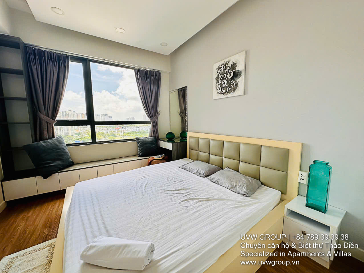 Modern 2-bedroom apartment for rent in Masteri Thao Dien Tower 5, 14th floor, 70m², fully furnished, direct access to metro and Vincom Mega Mall