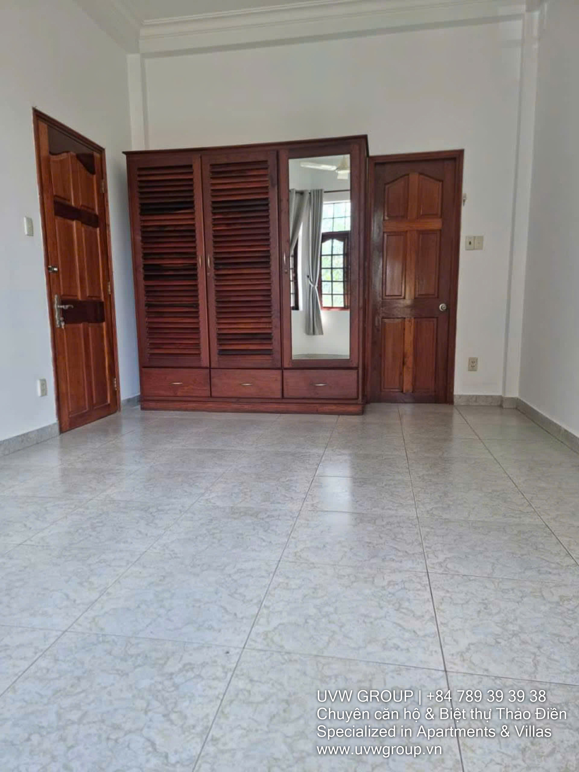 Spacious 3-bedroom, 4-bath townhouse for rent in central Thao Dien. 240m², fully furnished, 3 floors + rooftop. Rent: $2,000/month.