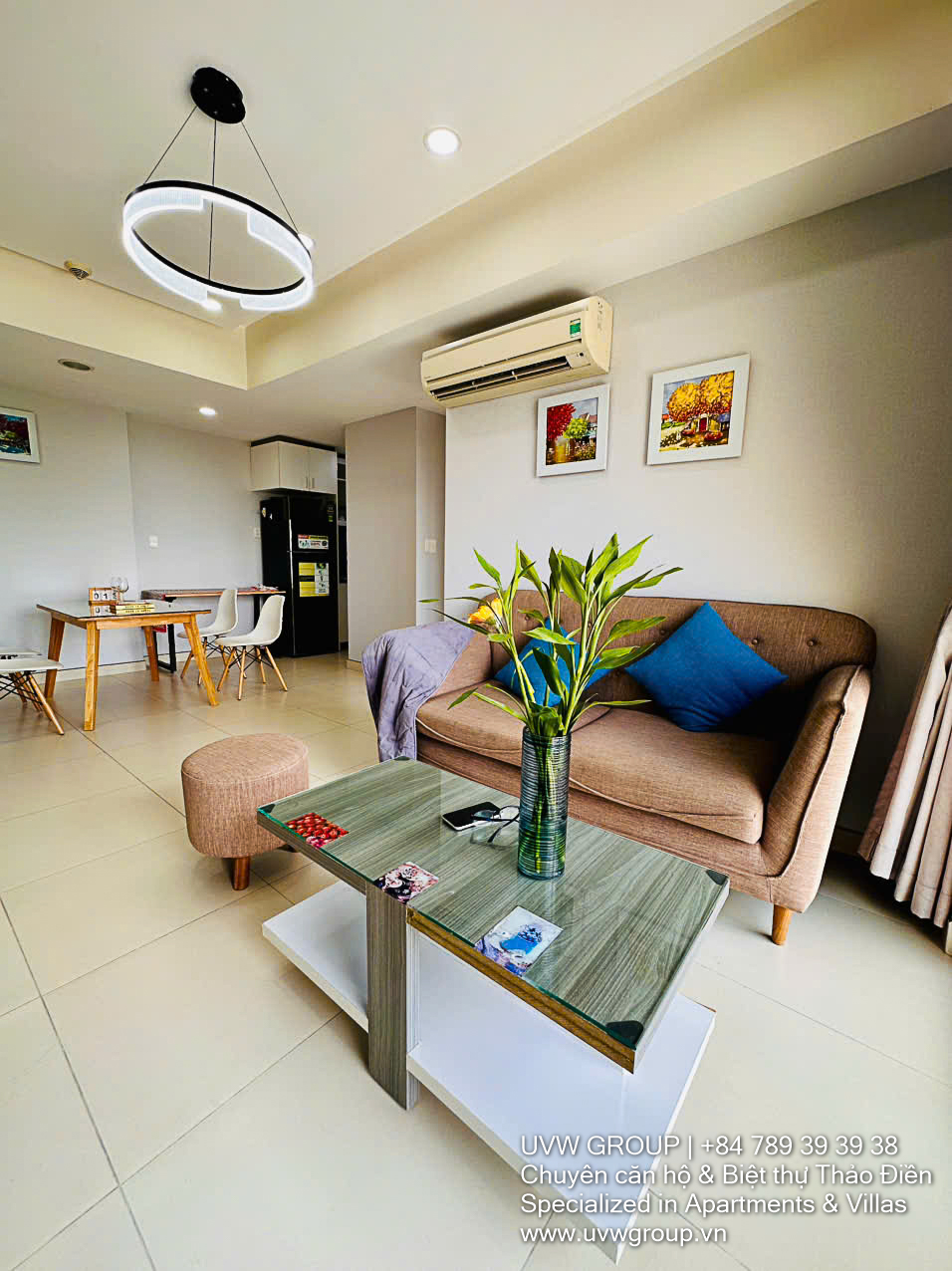 Modern 2-bedroom apartment for rent in Masteri Thao Dien Tower 5, 14th floor, 70m², fully furnished, direct access to metro and Vincom Mega Mall