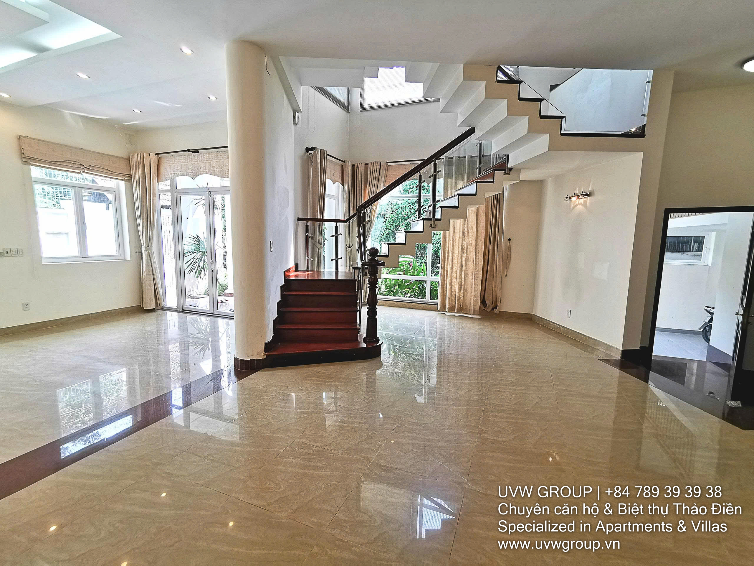 Thao Dien villa for lease with 5 bedrooms, private pool, and garden – spacious 3-floor home