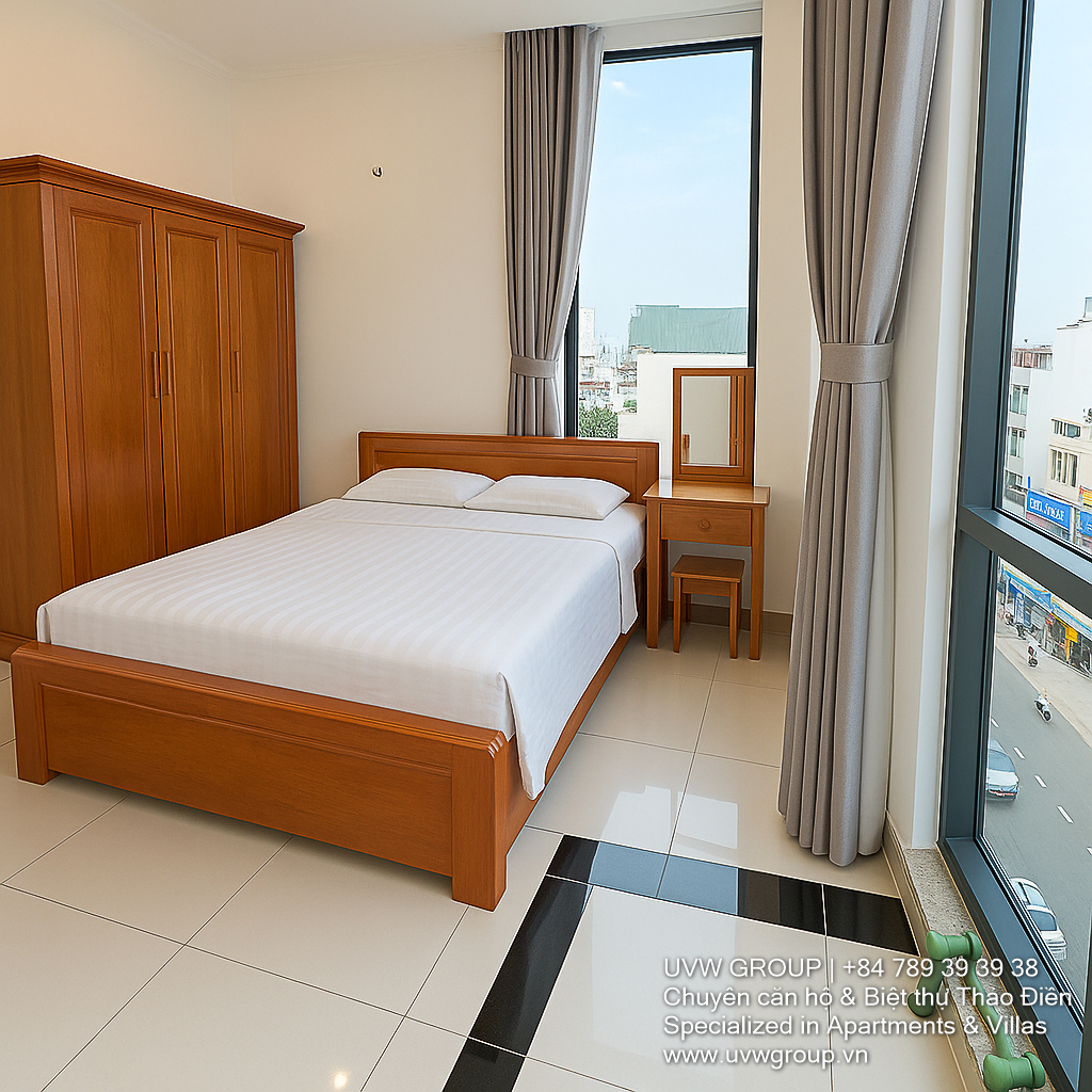 Apartment for rent in HCMC with balcony, Landmark 81 and river view