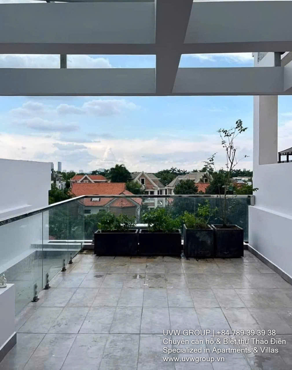Front view of modern house for rent in An Phu, District 2