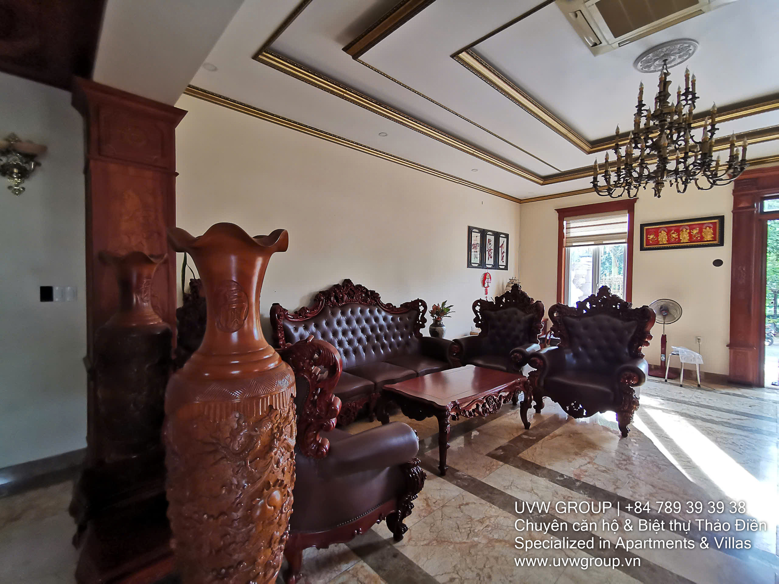 Classic European-style villa for rent in Thao Dien with 8 bedrooms and elevator
