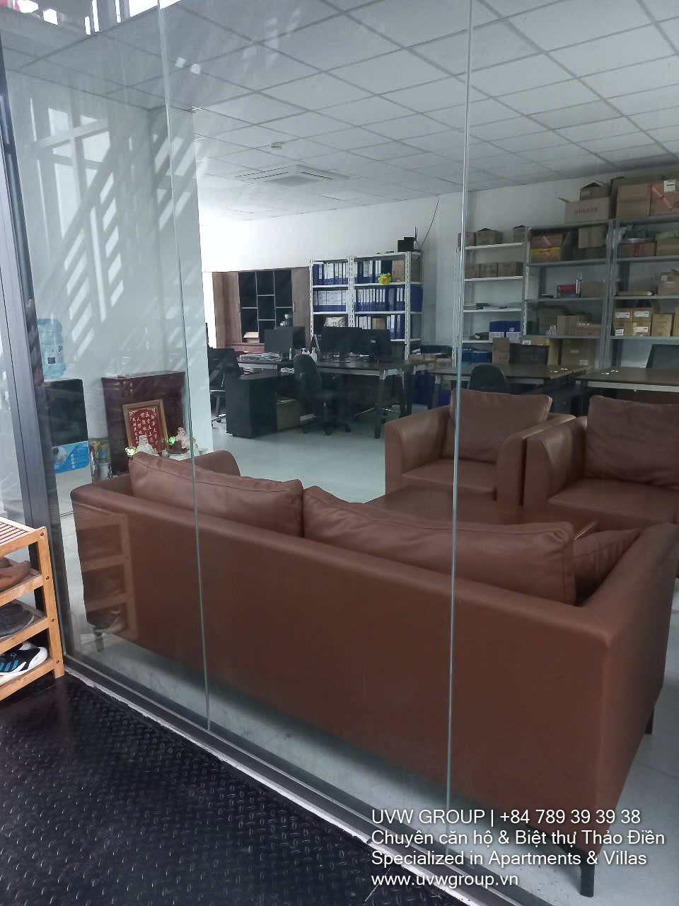 Office space for rent in Thao Dien – 8x15m, ground floor and 1st floor, shared basement, modern glass facade