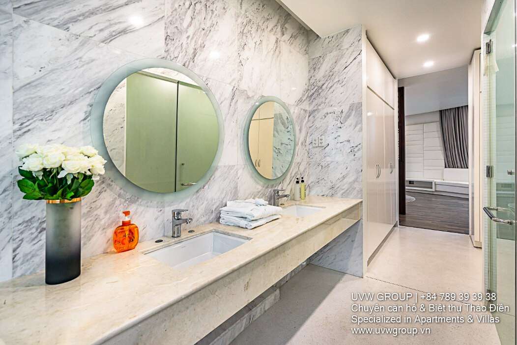 Exclusive 7-bedroom villa for rent in Thao Dien. 900m² usable space, basement, 3 floors, fully furnished with luxury interiors. Rent: 200 million VND/month.