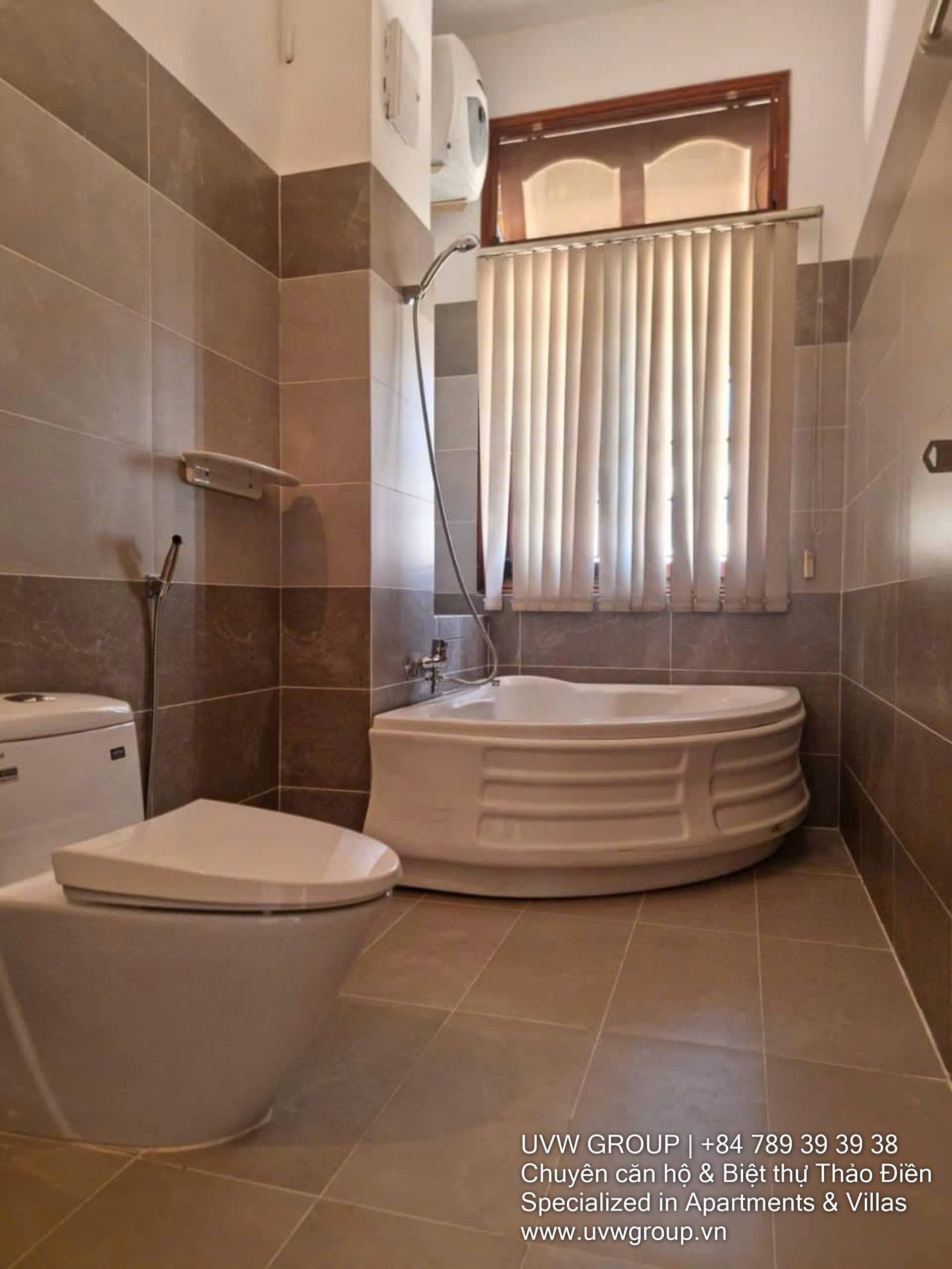 Spacious 3-bedroom, 4-bath townhouse for rent in central Thao Dien. 240m², fully furnished, 3 floors + rooftop. Rent: $2,000/month.