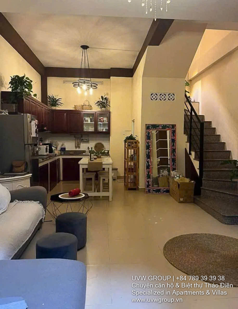 Compact 3-bedroom house for rent in Thao Dien with 1 workroom