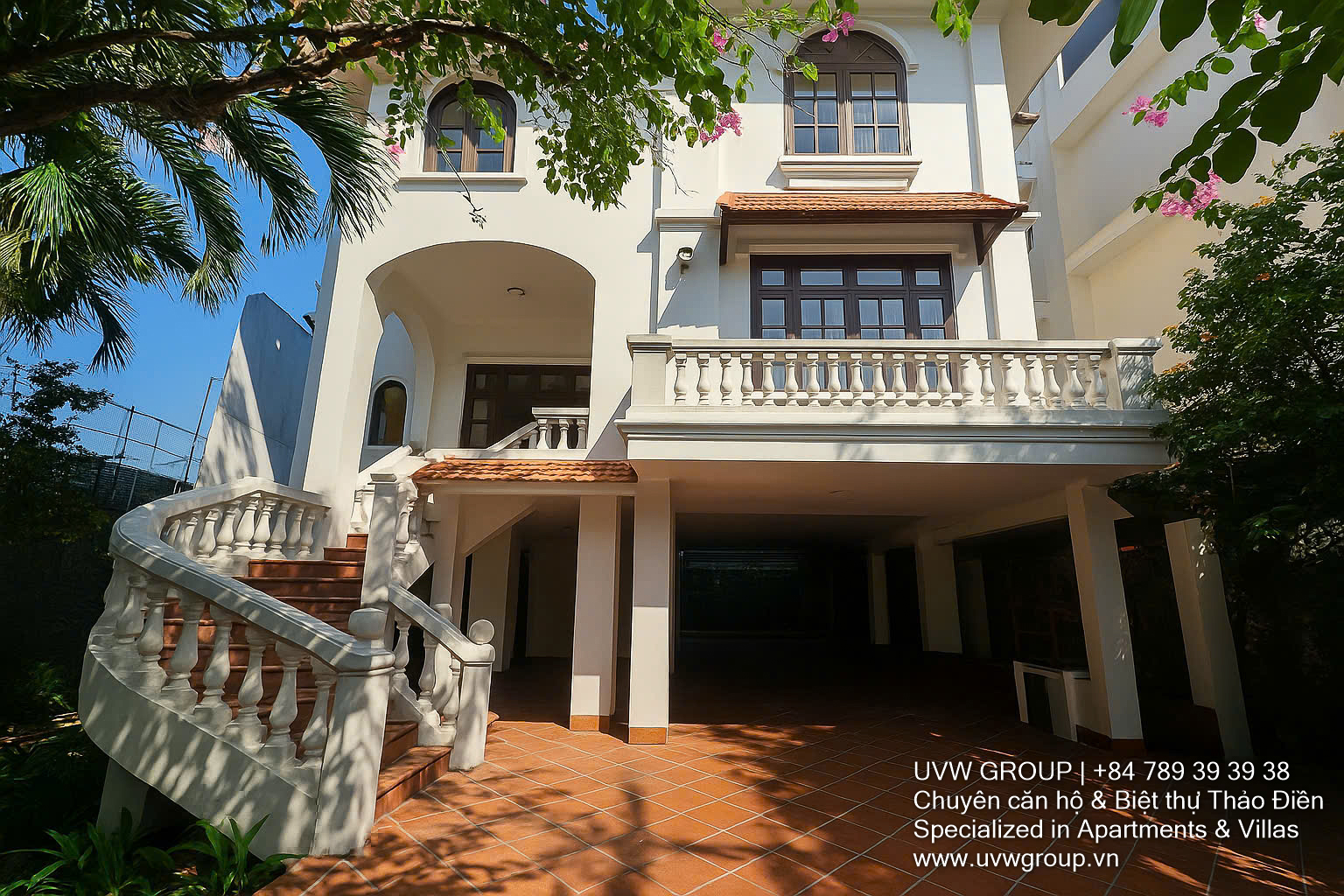 Front gate of 7-bedroom villa with pool in Thao Dien, HCMC