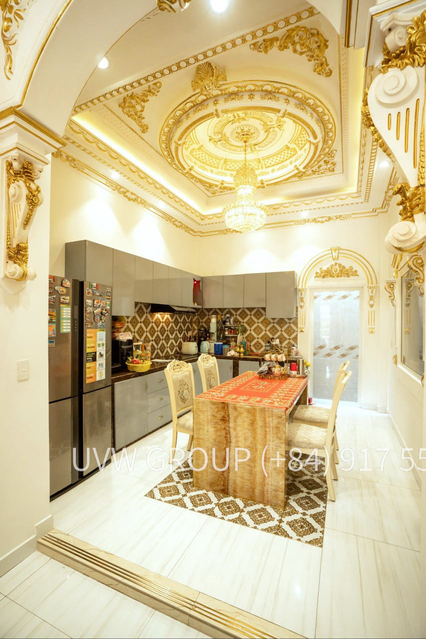 Luxury house for sale on Ben Phu Lam Street, District 6, with gold interiors and private pool