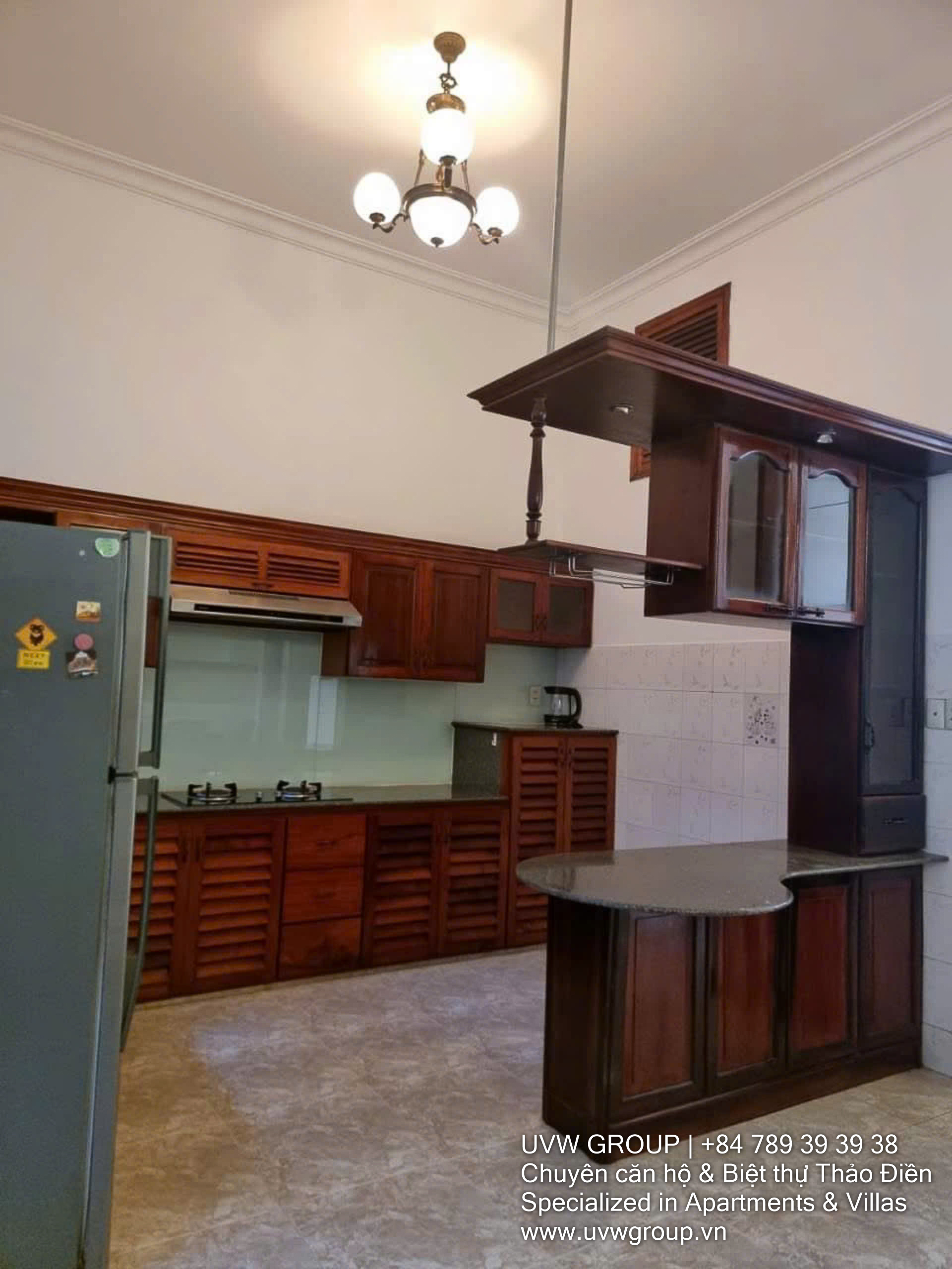 Spacious 3-bedroom, 4-bath townhouse for rent in central Thao Dien. 240m², fully furnished, 3 floors + rooftop. Rent: $2,000/month.