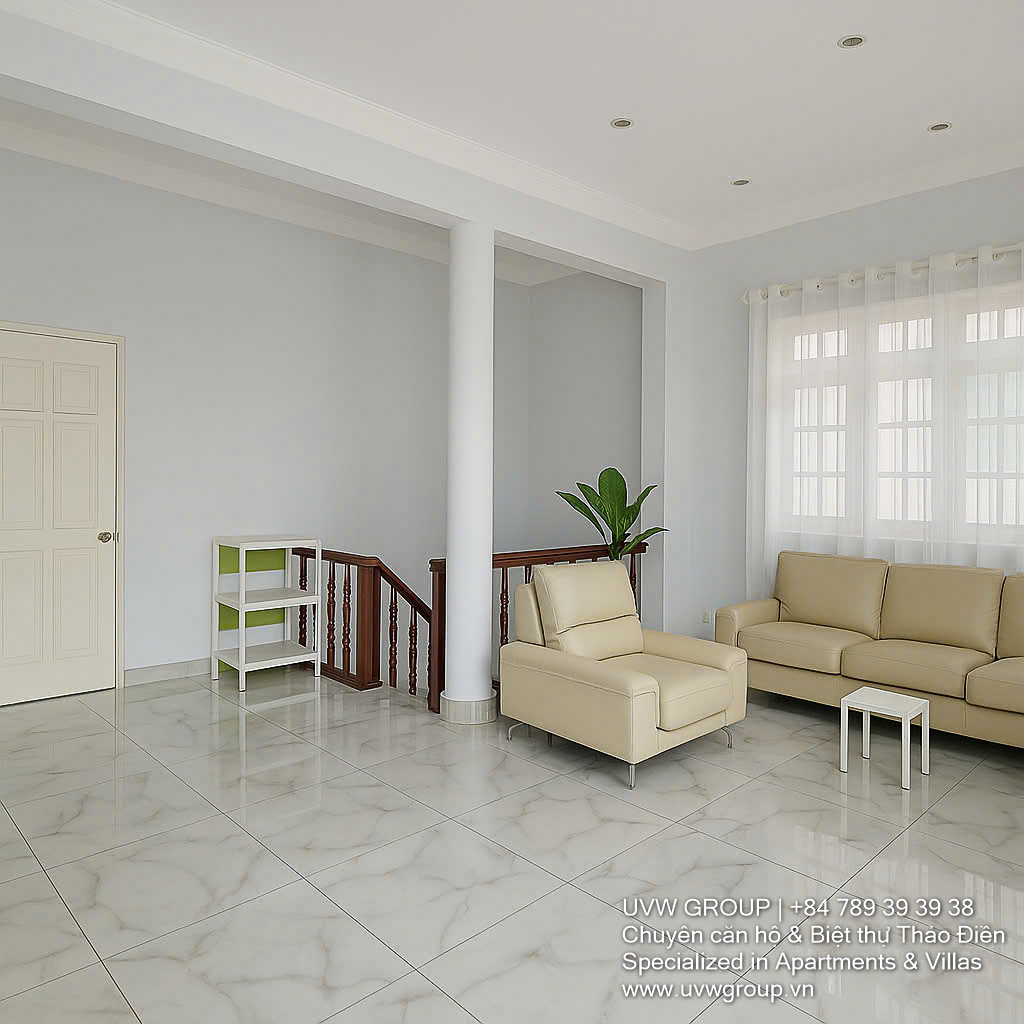 Villa in compound for rent in Thao Dien, 4BR, 300m², secure area, suitable for expats