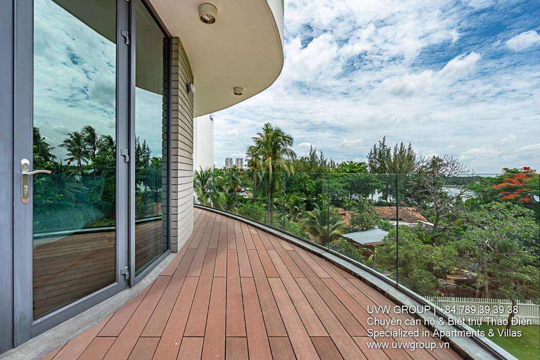 Exclusive 7-bedroom villa for rent in Thao Dien. 900m² usable space, basement, 3 floors, fully furnished with luxury interiors. Rent: 200 million VND/month.