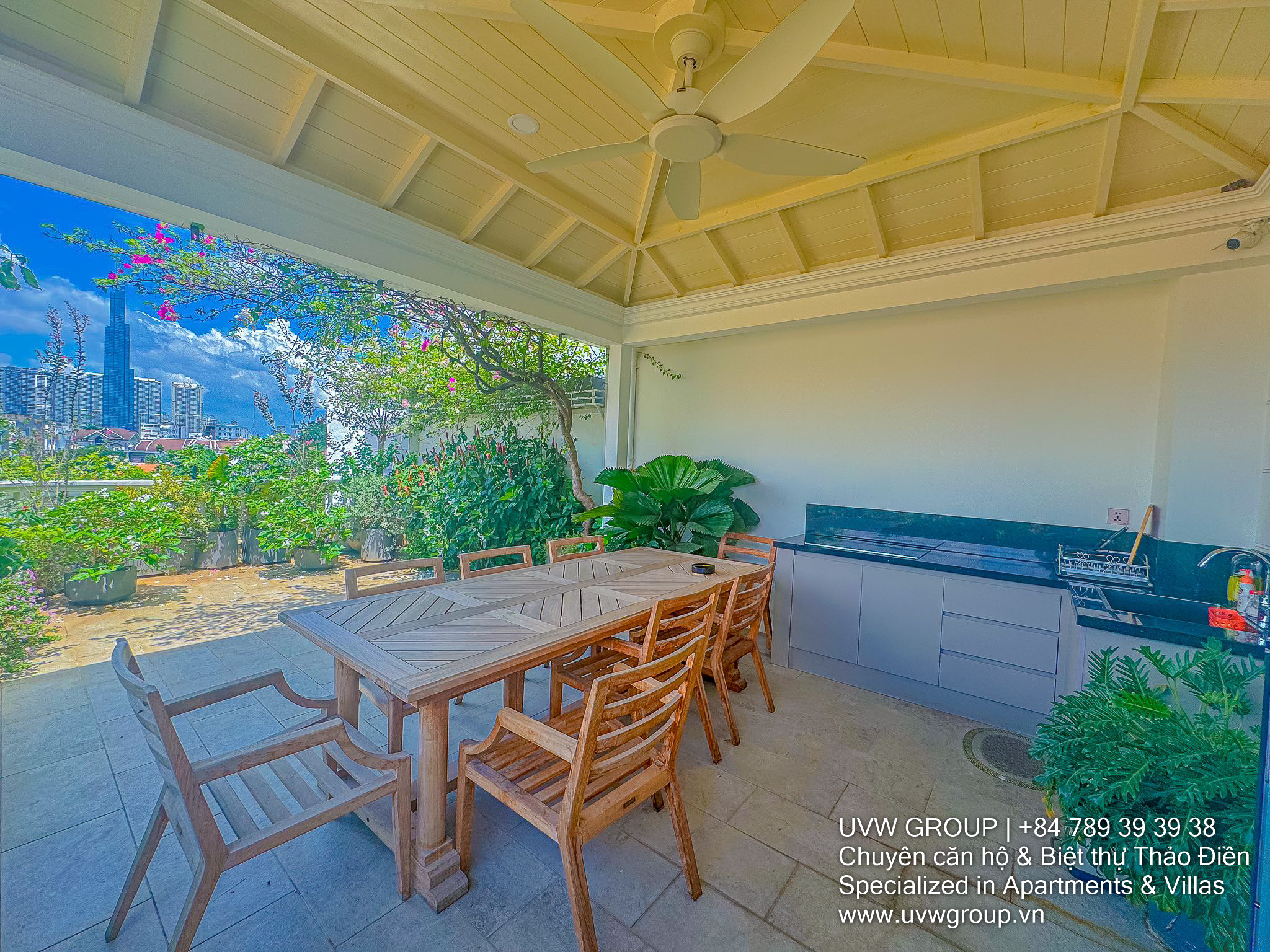 Elegant white villa for rent on Le Van Mien, Thao Dien – 310m², 3 floors, elevator, premium facade