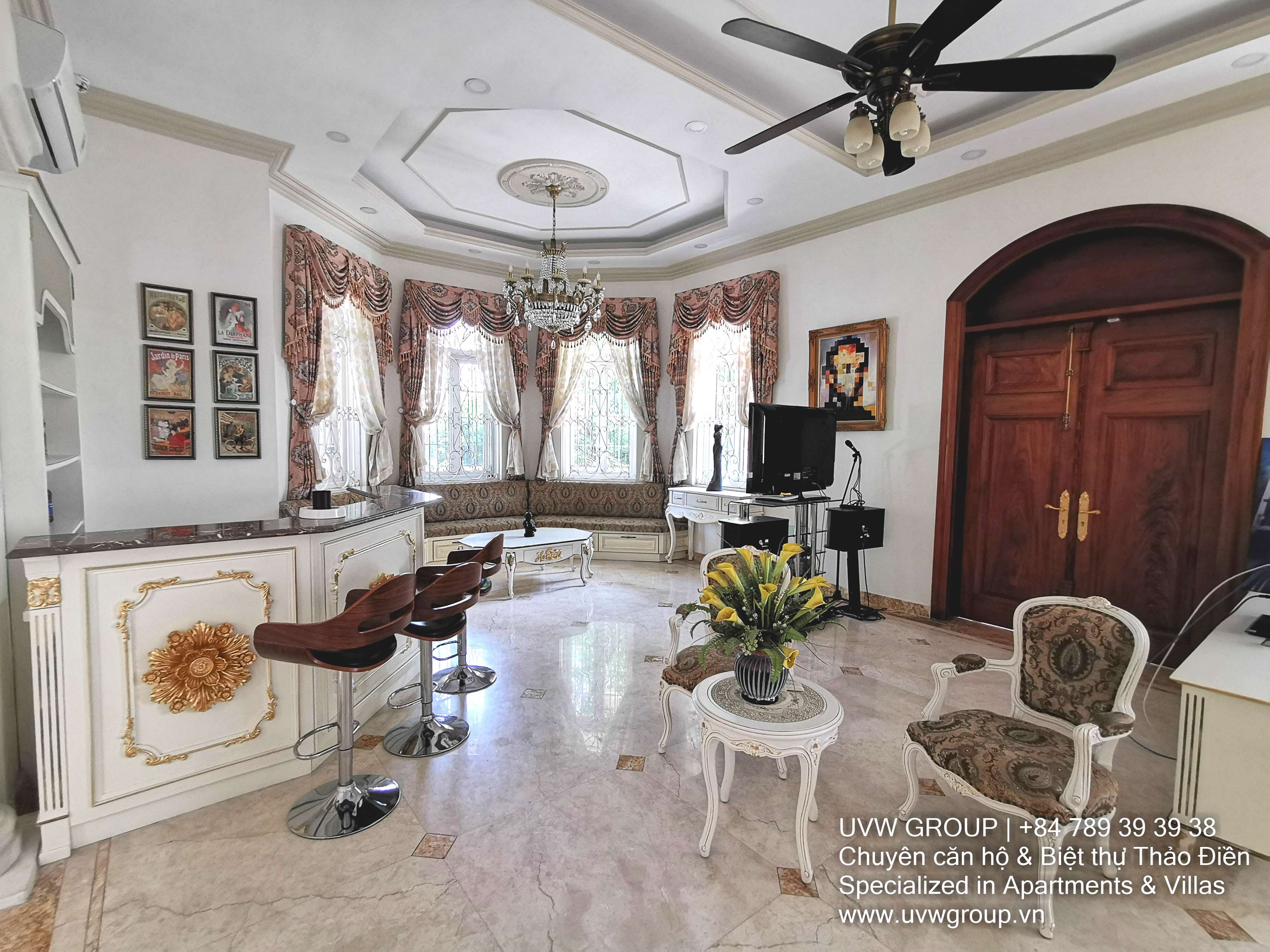 Massive 7-bedroom fully furnished villa with 12,500m² area for rent in Thao Dien