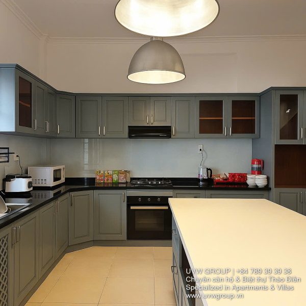 Front view of a luxurious 7-bedroom villa with swimming pool for rent in Thao Dien, Ho Chi Minh City