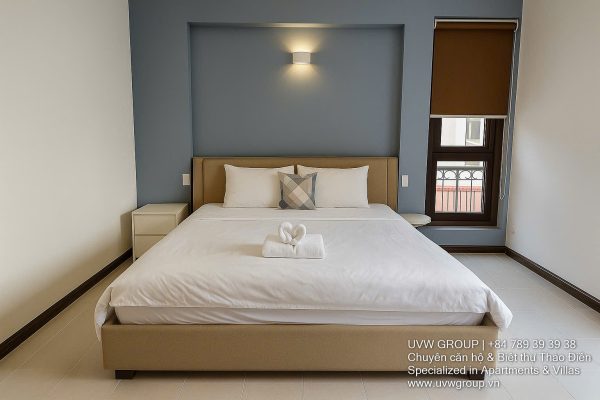 Front view of a luxurious 7-bedroom villa with swimming pool for rent in Thao Dien, Ho Chi Minh City