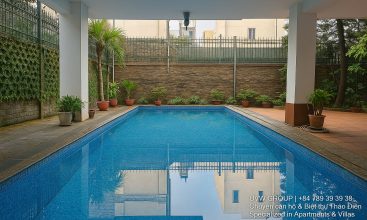 Front view of a luxurious 7-bedroom villa with swimming pool for rent in Thao Dien, Ho Chi Minh City