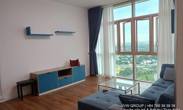 Living room of luxury 3BR apartment for rent at The Vista An Phu, HCMC
