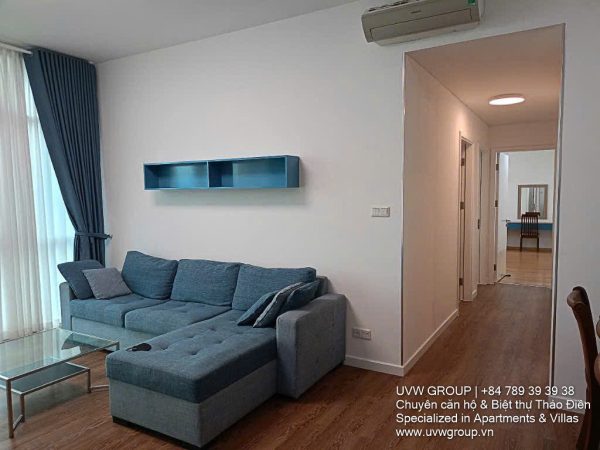 Living room of luxury 3BR apartment for rent at The Vista An Phu, HCMC