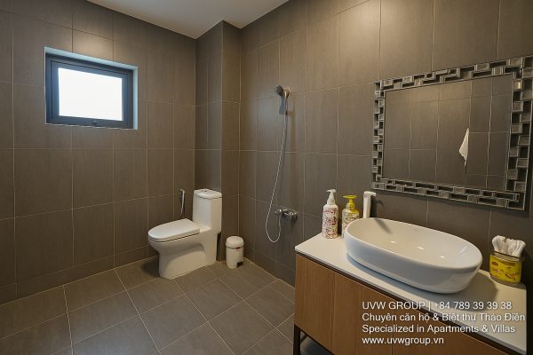 Image of a stunning luxury 4-bedroom villa for short-term rent in Ho Chi Minh City, showcasing its private indoor swimming pool and stylish, fully furnished resort-style interiors.