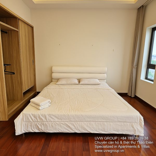 Image of a stunning luxury 4-bedroom villa for short-term rent in Ho Chi Minh City, showcasing its private indoor swimming pool and stylish, fully furnished resort-style interiors.