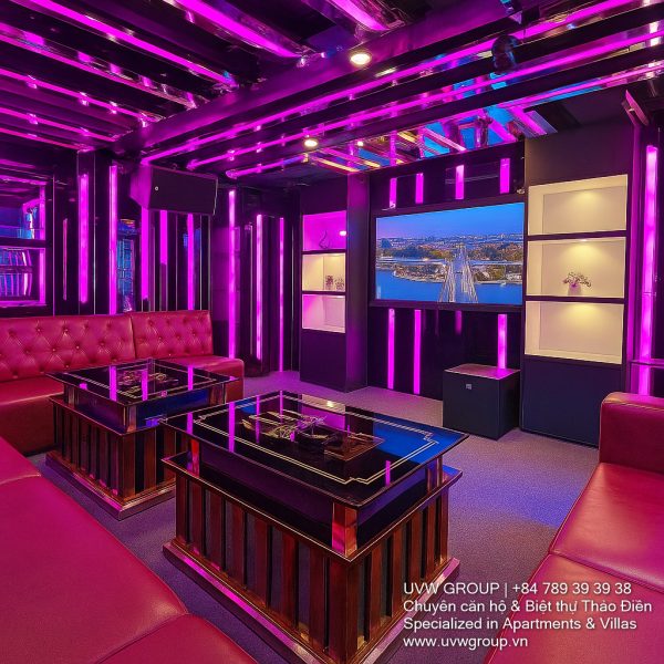 Modern luxury villa in Ho Chi Minh City with 5 bedrooms, indoor pool, and private karaoke room, perfect for short-term rental near RMIT.