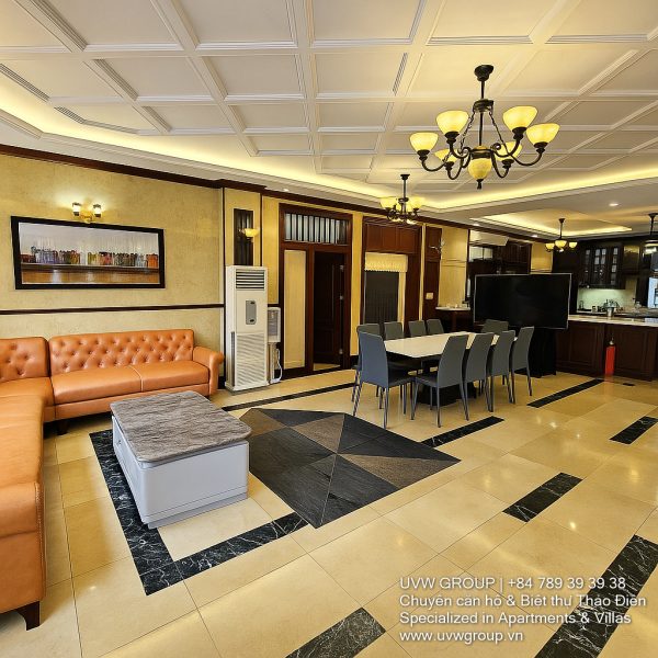 Modern luxury villa in Ho Chi Minh City with 5 bedrooms, indoor pool, and private karaoke room, perfect for short-term rental near RMIT.