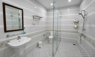 Front view of a 5-bedroom luxury villa with private indoor swimming pool, king-size beds, karaoke room, and modern interiors for short-term rent in Thao Dien, District 2, Ho Chi Minh City.