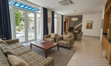 Stunning luxury villa with private pool and modern design for short-term rent in An Phu, HCMC.