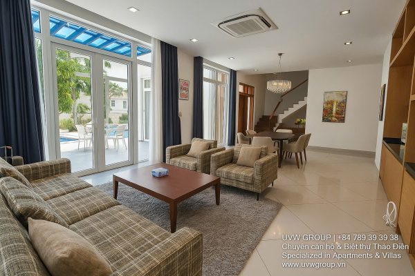 Stunning luxury villa with private pool and modern design for short-term rent in An Phu, HCMC.