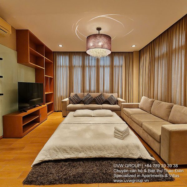 Stunning luxury villa with private pool and modern design for short-term rent in An Phu, HCMC.