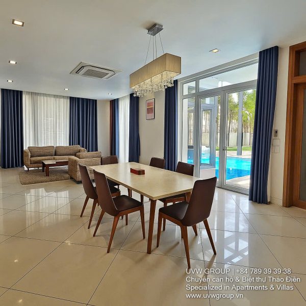 Stunning luxury villa with private pool and modern design for short-term rent in An Phu, HCMC.