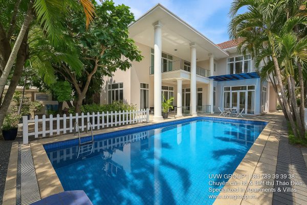 Stunning luxury villa with private pool and modern design for short-term rent in An Phu, HCMC.