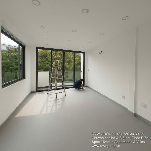 Modern 3-storey office building for rent in Thao Dien with 2 frontages, glass windows, and rooftop terrace