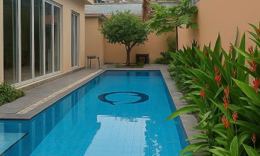 Exterior of premium furnished villa with private swimming pool in Thao Dien, District 2, available for flexible residential or commercial lease.