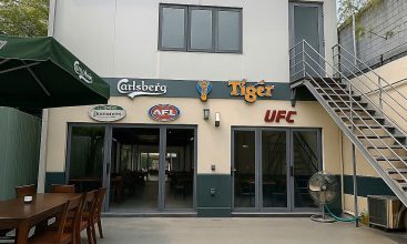 Main road frontage view of commercial space (shophouse style, G+1) for rent in Thao Dien, District 2.