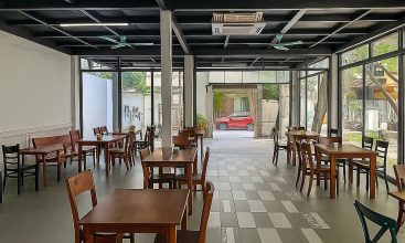 Main road frontage view of commercial space (shophouse style, G+1) for rent in Thao Dien, District 2.