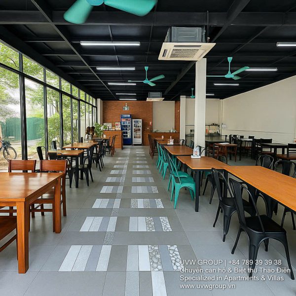 Main road frontage view of commercial space (shophouse style, G+1) for rent in Thao Dien, District 2.