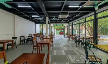 Main road frontage view of commercial space (shophouse style, G+1) for rent in Thao Dien, District 2.