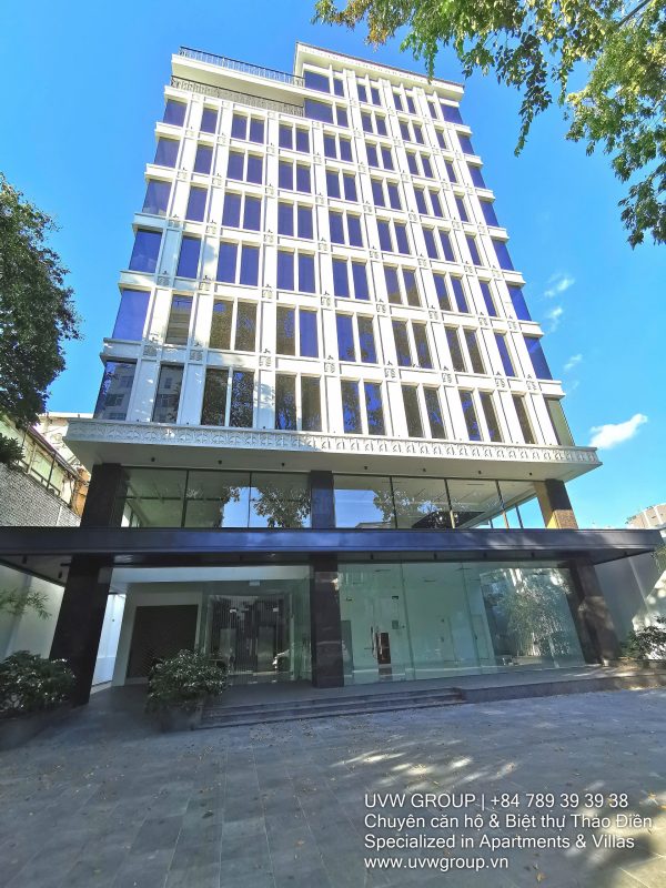 Exterior view of modern office building for rent on Pasteur Street, District 3, HCMC
