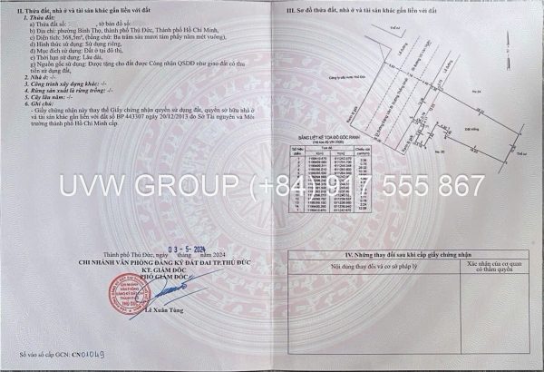 Prime residential land with a large area in Binh Tho Ward