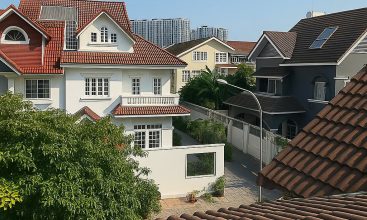 Exterior of 4-bedroom house (G+1+Rooftop structure) for rent on Street 7, An Phu, HCMC.