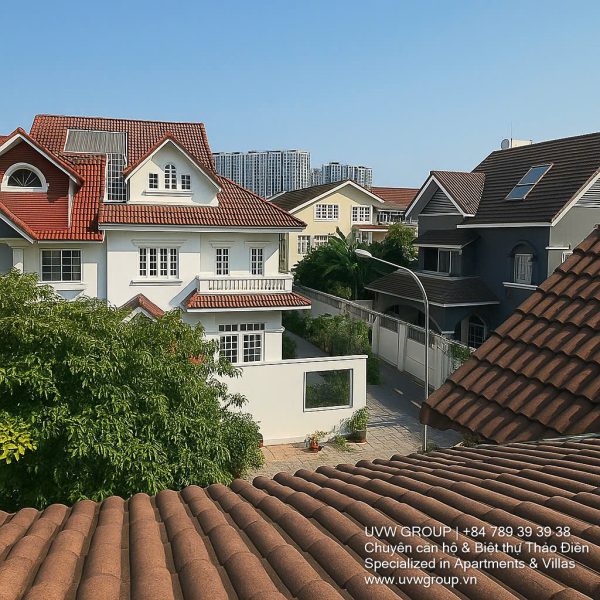 Exterior of 4-bedroom house (G+1+Rooftop structure) for rent on Street 7, An Phu, HCMC.