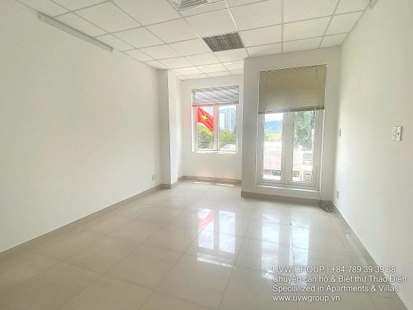 Exterior view of 4-floor, 6-bedroom house for rent on Nguyen Hoang St, An Phu, HCMC.